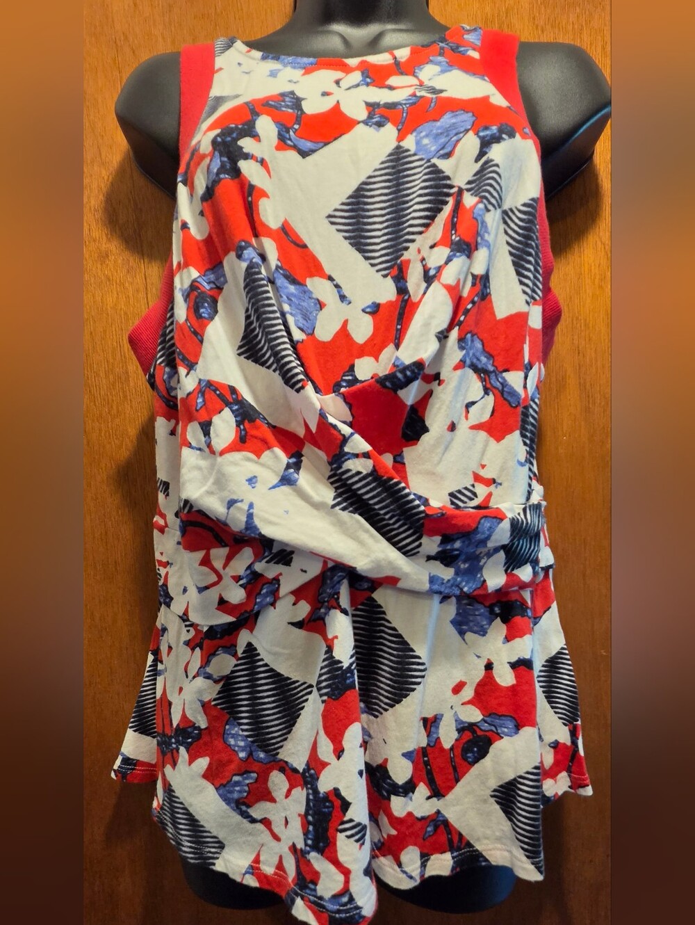 Peter Pilotto for Target Red, White & Blue Abstract Sleeveless Blouse SzL - Picture 3 of 7